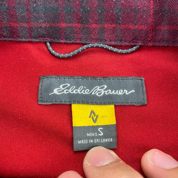 Eddie Bauer Shirt Men Small S Red Green Plaid Button Up Long Sleeve Casual - Picture 5 of 9